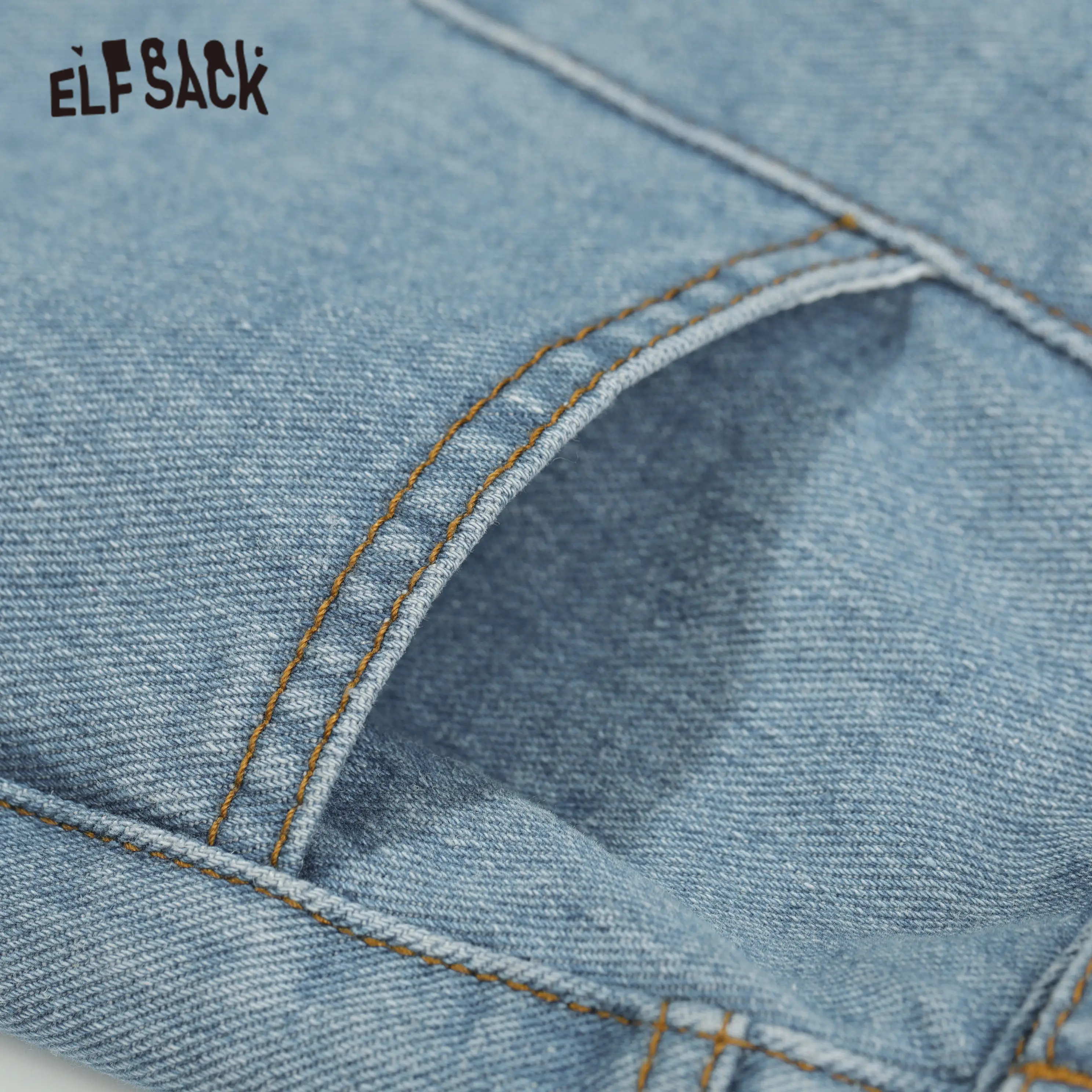 Женские джинсовые шорты ELFSACK синие однотонные с высокой талией и широкими