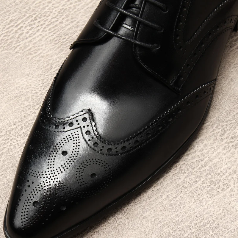 Мужские туфли-оксфорды ручной работы натуральная кожа броги кофейного цвета