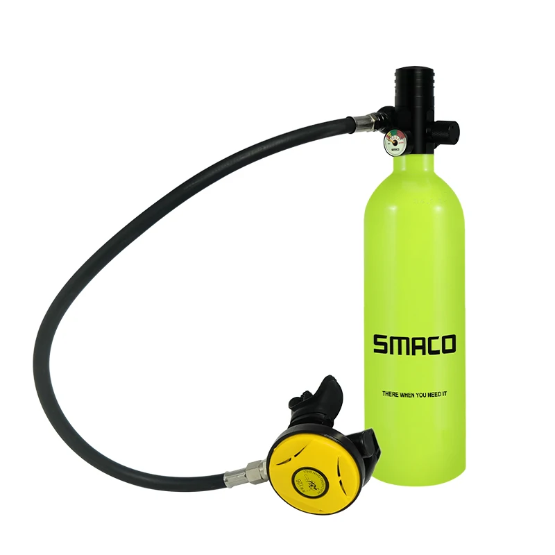 Fluorescent green NEW SMACO Diving Equipment S400plus Underwater Respirator 1L Diving Oxygen Bottle Swimming Equipment - Цвет: Fluorescent green