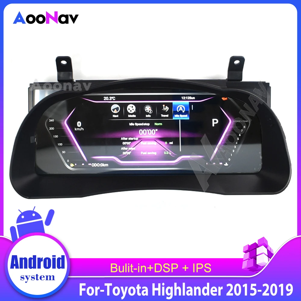

Автомобильный ЖК-измерительный прибор, экран приборной панели, GPS-навигация для Toyota Highlander 2015-2019, мультимедийный плеер в стиле Тесла, головно...