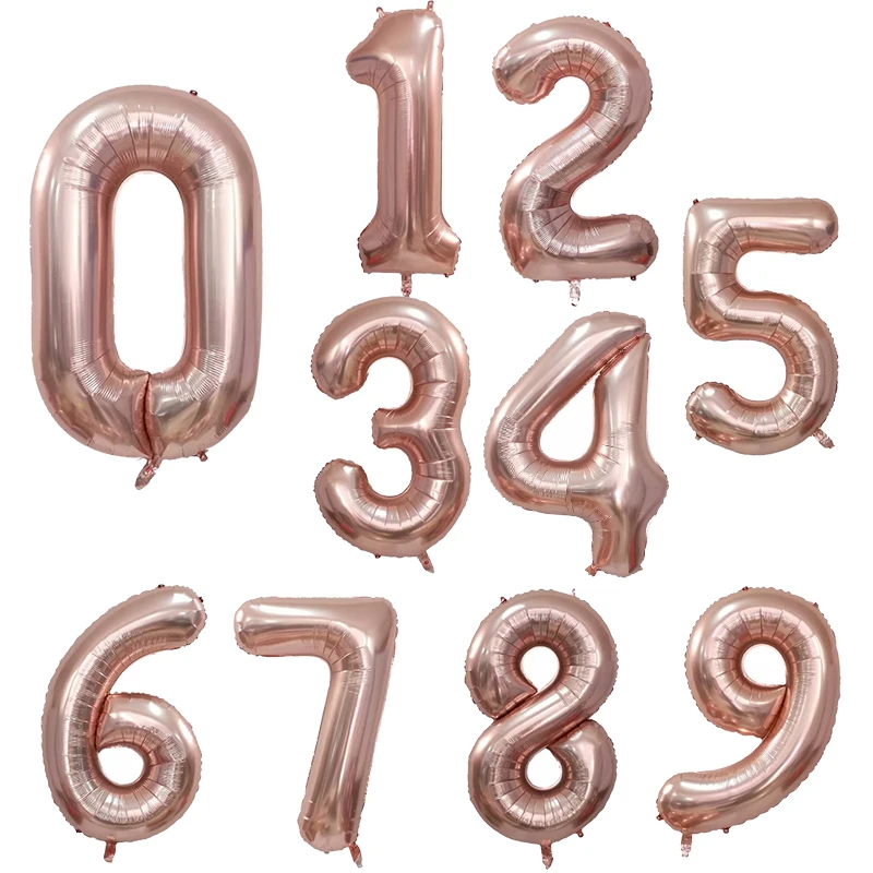 

Big Size Silver Gold Foil Number Balloons Figures 0-9 Birthday Party Decorations Kids Baby Shower Toy Adult Wedding Air Globos