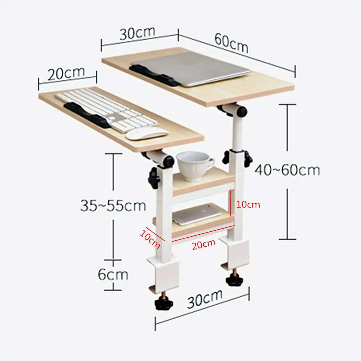 

Foldable 2 layer Computer Desk Table Adjustable Portable Laptop Desk Rotate Laptop Bedside Table Can be Lifted Standing Desk