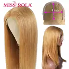 Прямые парики Miss Rola 4*4 на сетке, парик из 100% человеческих волос, парики с эффектом омбре, красные, бордовые, блонд, 99J, парики с предварительно заправленными волосами Remy, оранжевые