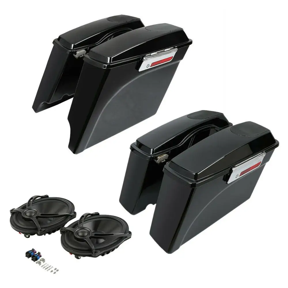 Мотоцикл 5 ''растягивающийся удлиненный седельная сумка + динамик для Harley Touring
