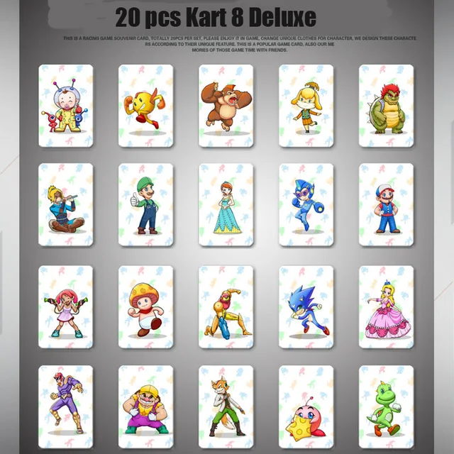 20 pcs Kart 8 Deluxe Zelda Дыхание для диких карт amiibo zelda ссылка Пробуждение молодой ссылка NFC карта ntag215 Diablo Splatoon 2 Super Odyssey - Цвет: 20 pcs Kart 8 Deluxe