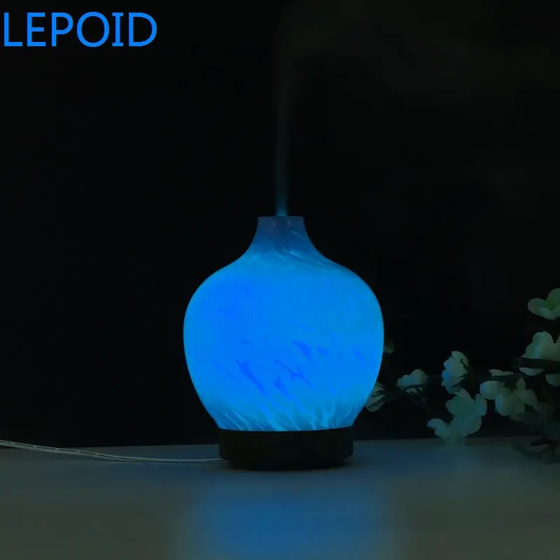 LEPOID увлажнитель воздуха Арома диффузор 3D стекло + дерево зерна 7 цветов