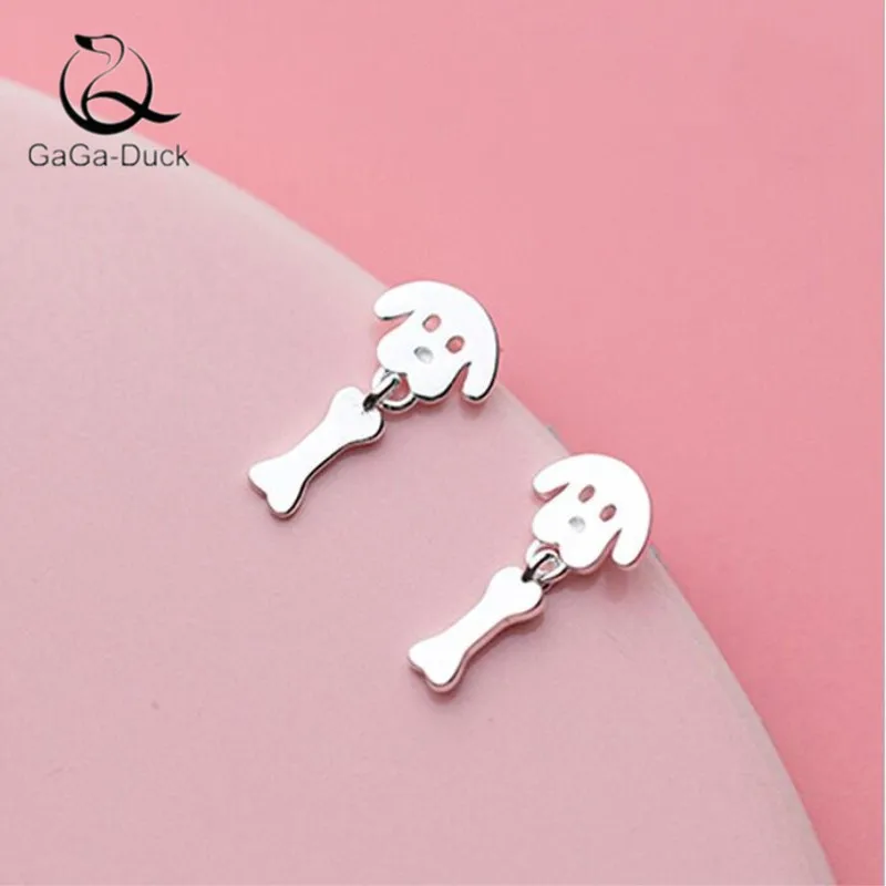 Женские серьги гвоздики из серебра 925 пробы с рисунком щенка|Серьги-гвоздики| |