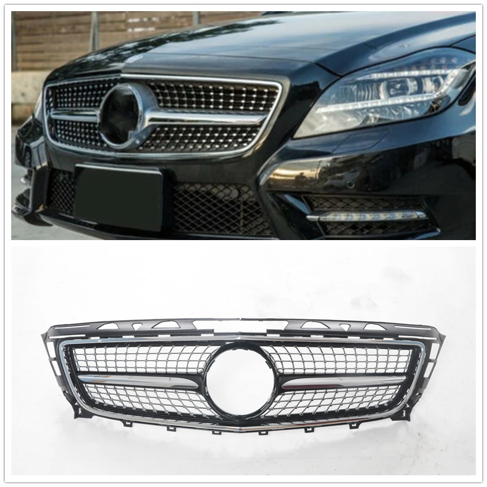 Передняя решетка радиатора для Mercedes Benz CLS Class W218 2011-2014 Алмазный Стиль черная