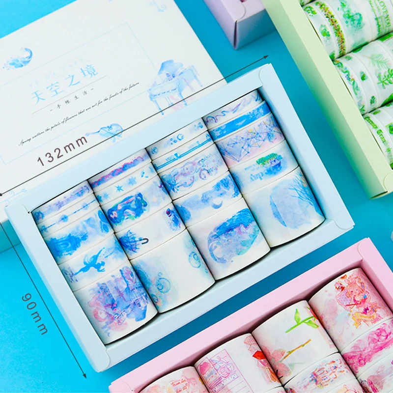 Набор милых скотчей Washi 20 шт./лот Маскировочная лента в подарочной коробке