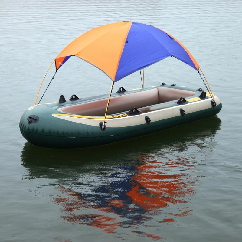 

4 Person Inflatable Boat Sun Canopy Kayak Awning Top Cover Tent Fishing Boat Rain Sun Shade Shelter with Double Hole Pad