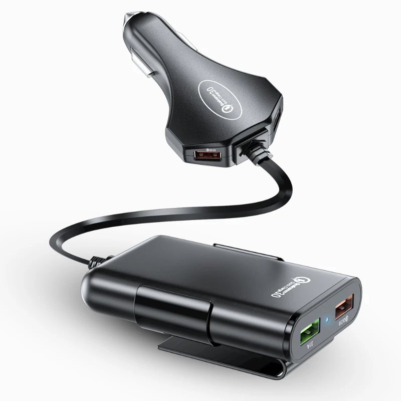 

4 USB QC 3,0 Автомобильное зарядное устройство Быстрая зарядка переднее/заднее сиденье зарядное устройство s адаптер