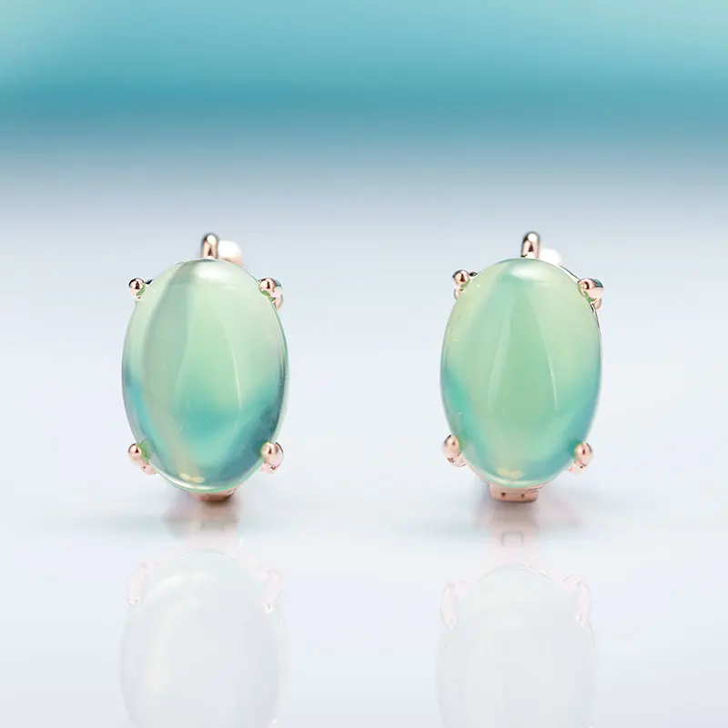 gold green MAIKALE, новинка, модные овальные серьги-гвоздики для женщин, розовое золото, хорошее ювелирное изделие, циркониевые цветные серьги, Ультрамодная бижутерия, серьги, бижутерия, подарок - Окраска металла: gold green