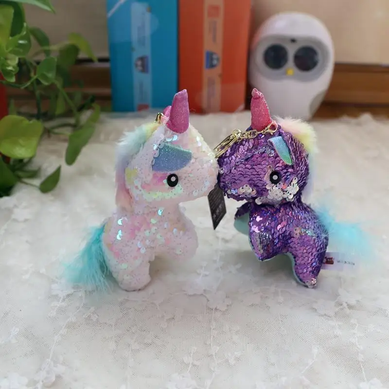 

Mythical Animal Legend Unicorn Mythical Animal Keychain Sequin Plush Back Bag Pendant Key Chain Gift Craft Souvenir