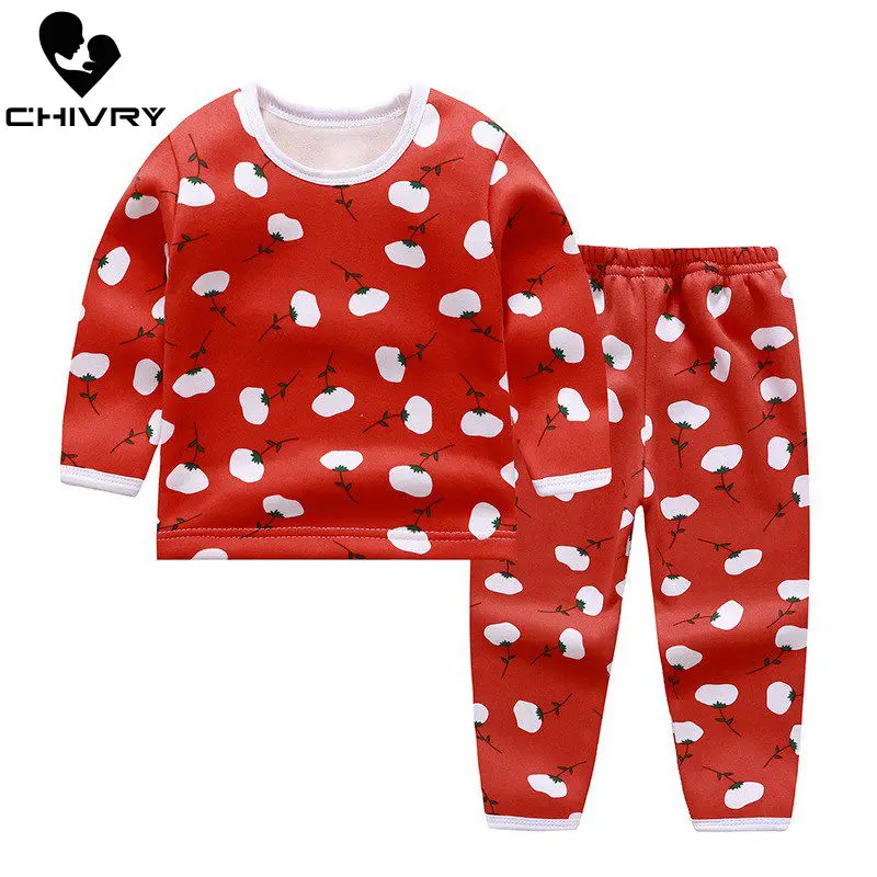 Пижамный комплект детский хлопковый с длинным рукавом и круглым