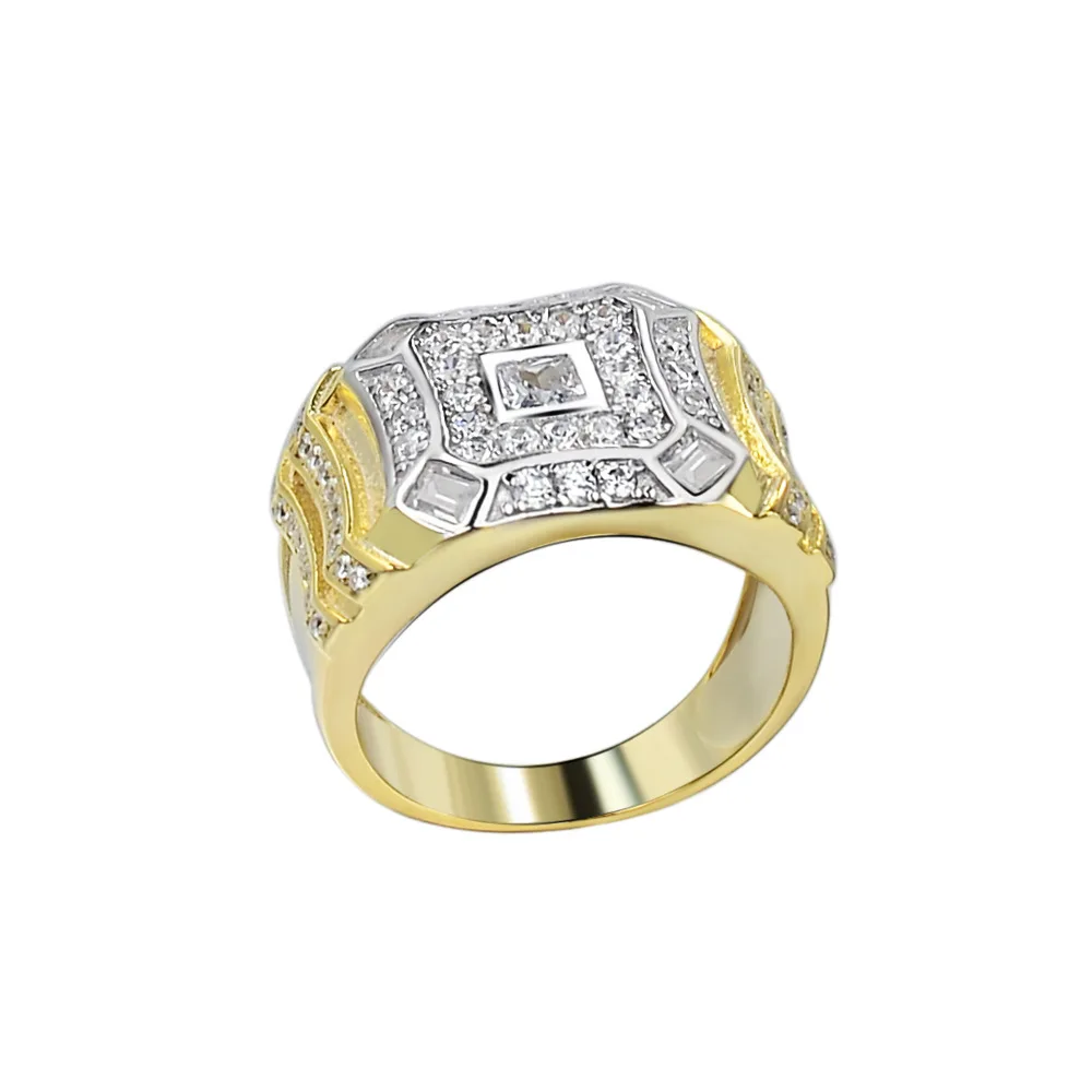 

OTIY S925 Iced Out Cubic Zirconia Cuban Ring Men Women Prong 14k 18k Gold Plated Cuban Ring CZ Diamonds Ring