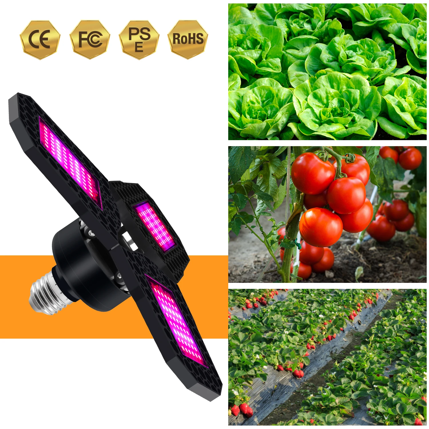 

LED Grow Light for Indoor Plant AC85-265V E27 E26 Foldable Grow Tent Phyto Lamp