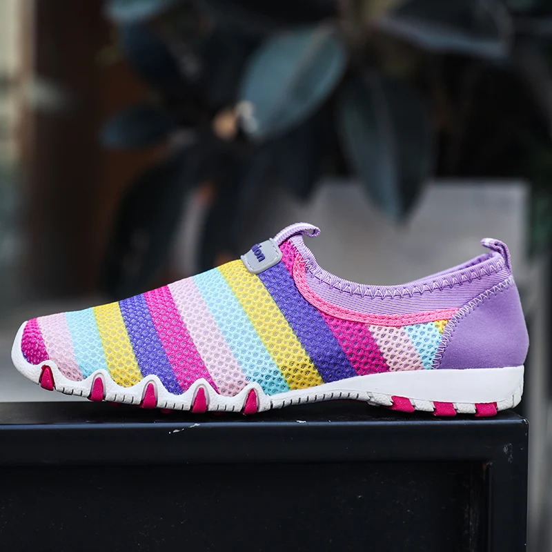 

Hot sale women's casual super large size Soft shoes, summer breathable mesh shoes, outdoor lightweight rainbow-colored shoes