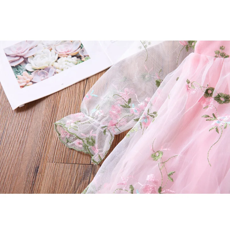 Платье для девочек весна-осень 2021 кружевные шифоновые Детские платья в китайском