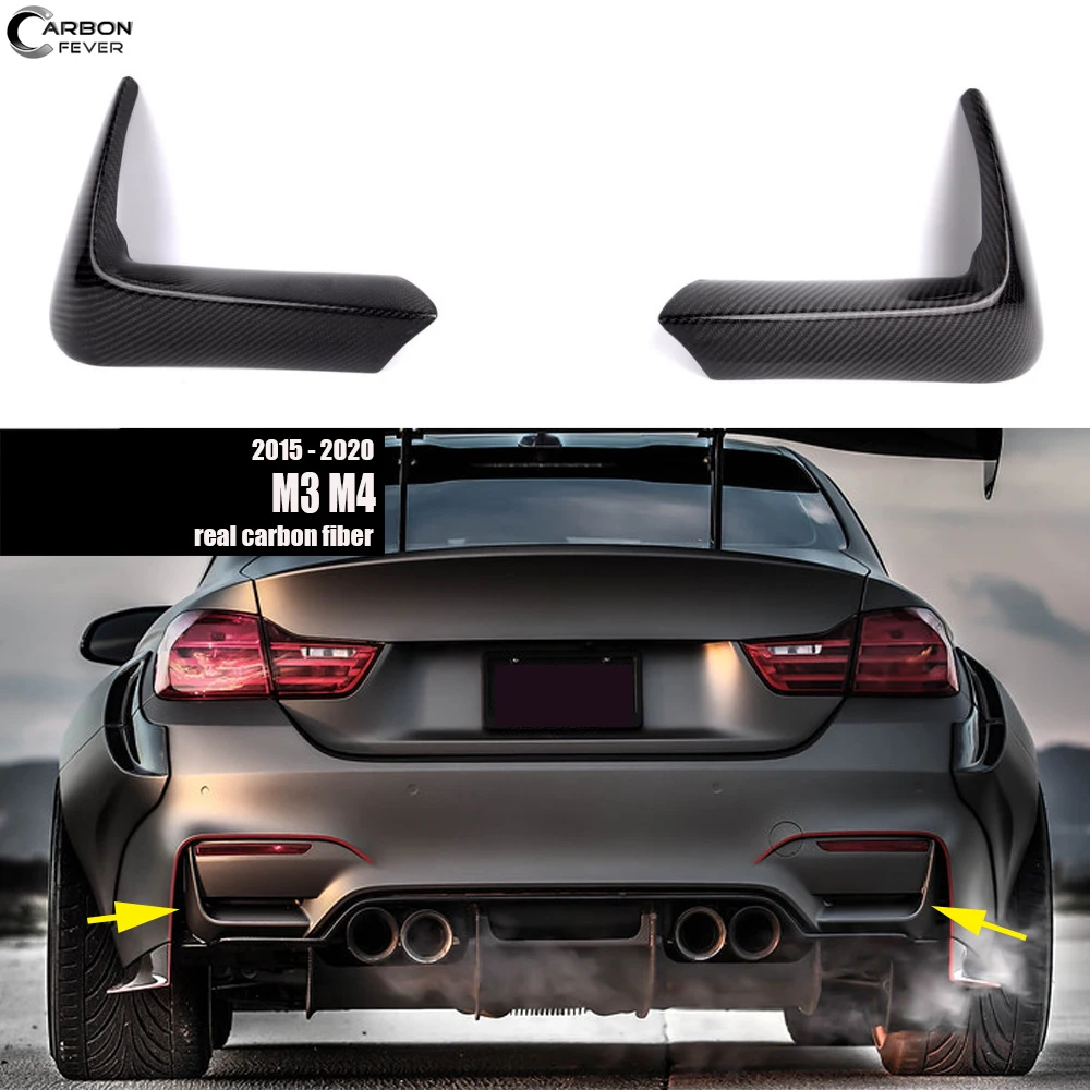 

2PCS Carbon Rear Rear Bumper Splitter Fin Flap Trims Dry Carbon Fit for BMW F80 M3 F82 F83 M4 2015 - 2020