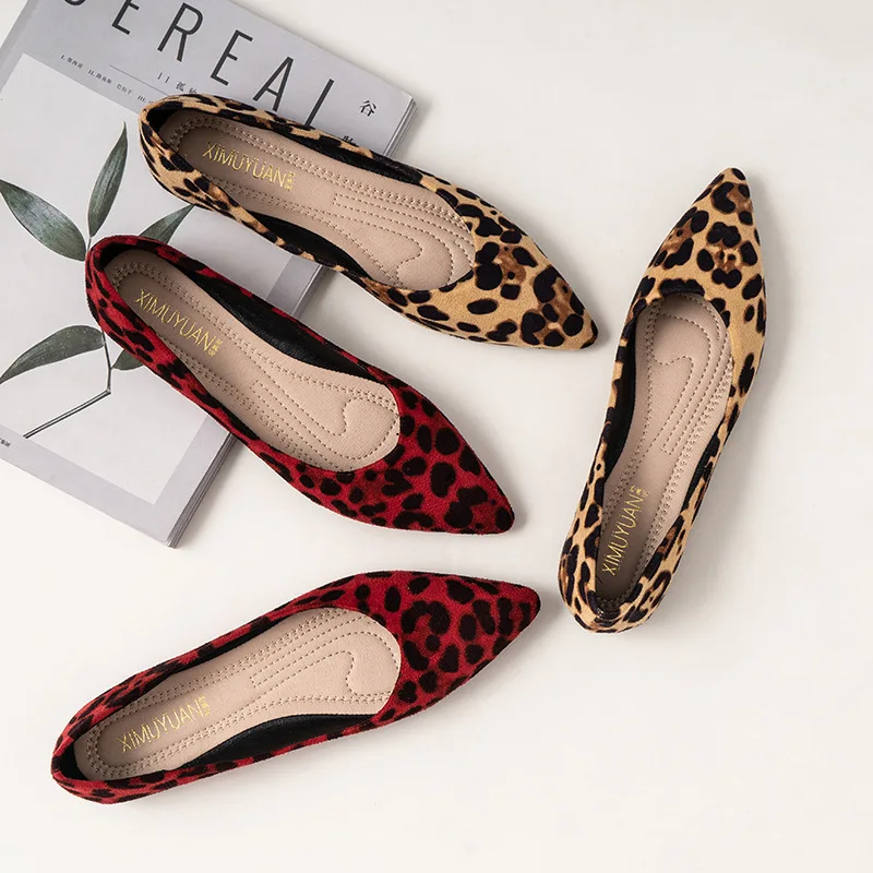 

Women's Shoes 2021 New European And American Sexy Pointed Toe Leopard Print Single Shoes Shallow Mouth Flat Shoes 35-42 Size