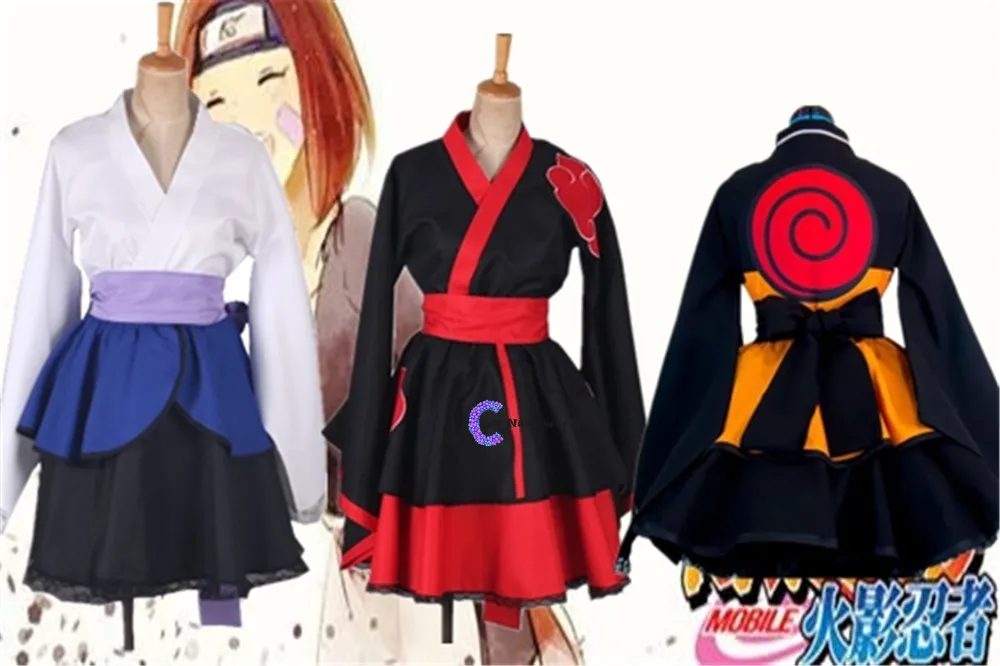 customized new shippuden uzumaki new female lolita kimono dress wig anime cosplay costume for women clothes free global shipping