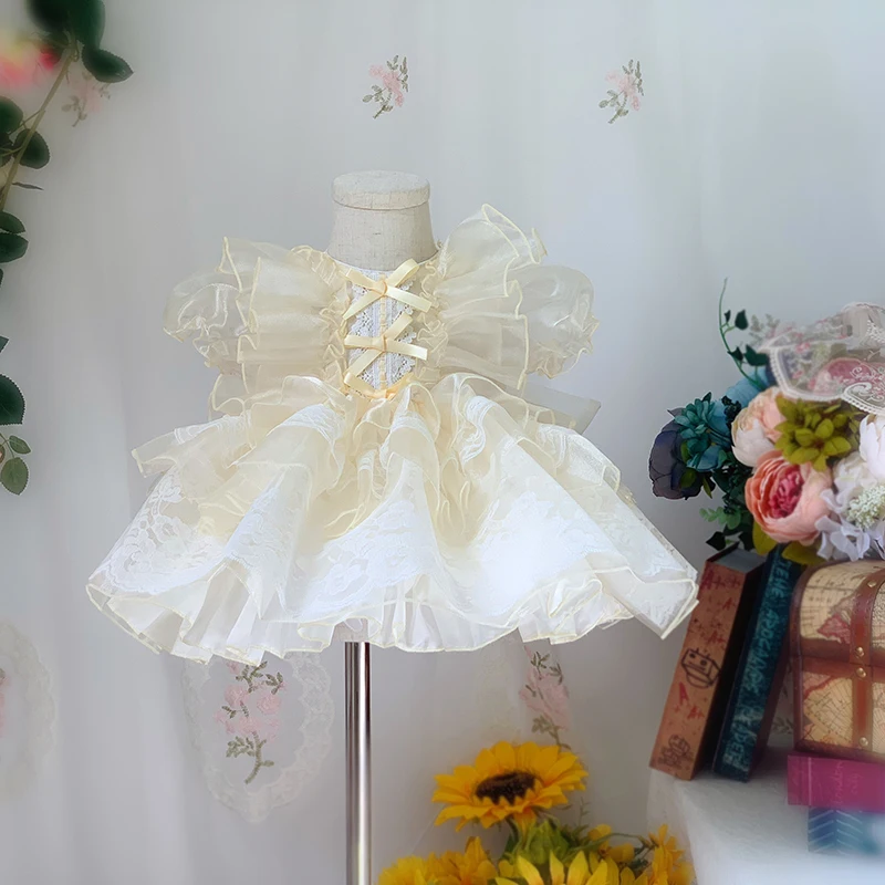 

Toddler Boutique Dresses Girls Spanish Dresses Baby Lolita Ball Gown Lace Ball Gowns 2021 New Infant Birthday Baptism Frock