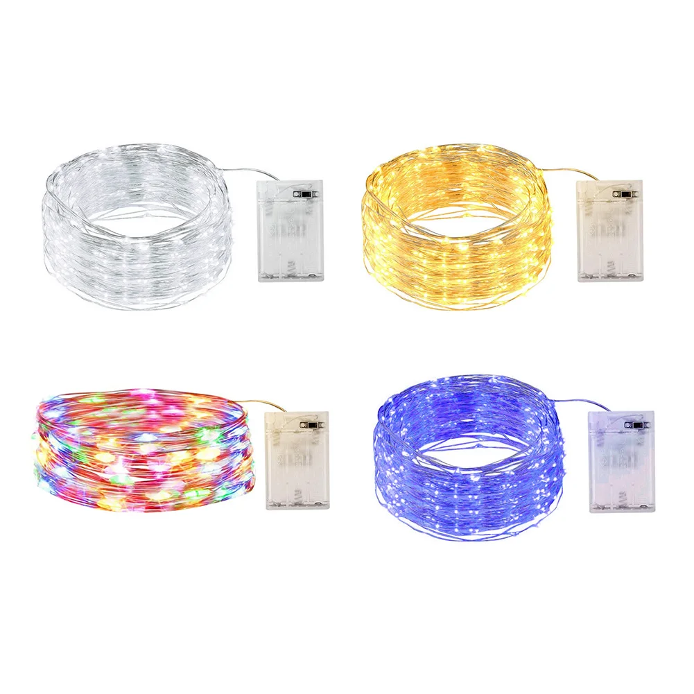 

10m LED Fairy Lights Copper Wire LED String Lights Christmas Garland Indoor Bedroom Home Wedding New Year Decoration Battery Pow
