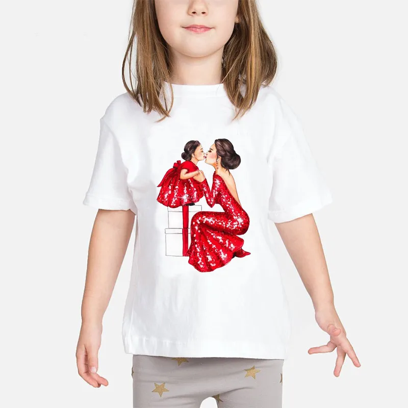 oG41217 Футболка для маленьких девочек с надписью «Super Mom» модные футболки с принтом «Love Life» для мамы и ребенка белая одежда для детей с надписью «Mommy's Love» детские топы - Цвет: oG41217