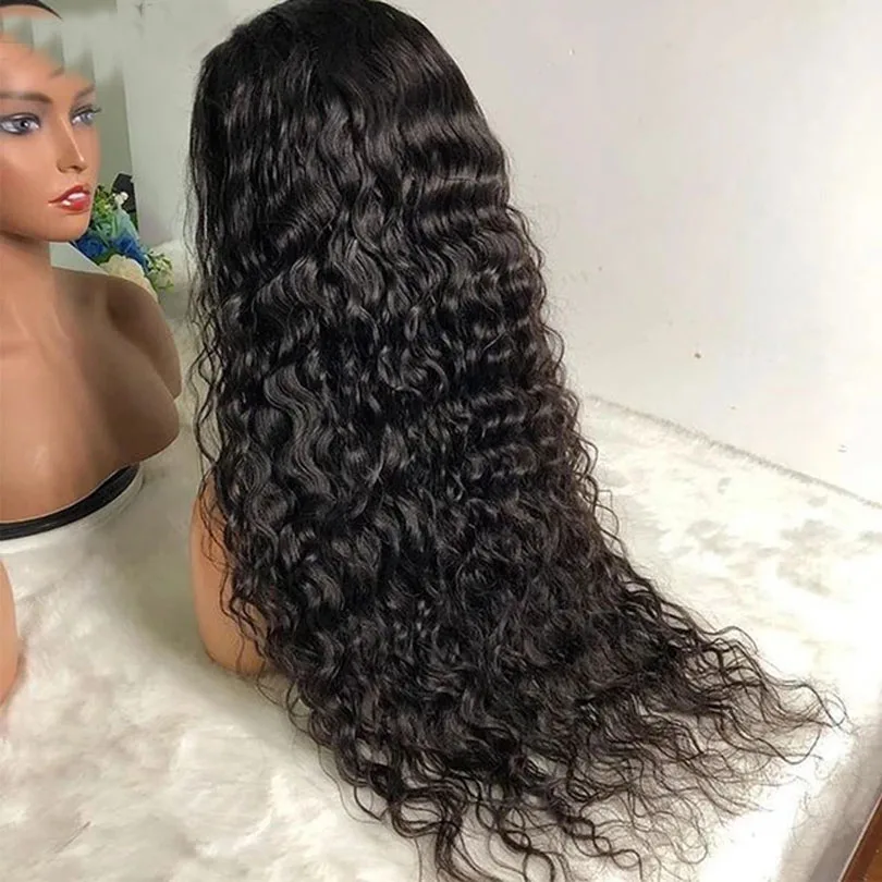 Long Natural Black Curly Synthetic Lace Front Wigs For WOmen and Girl 1B Color Hair Wig | Шиньоны и парики
