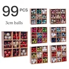 99 шт. 3 см подвесные шарики для рождественской елки, подвесные подарочные коробки, разные цвета, рождественские украшения, ПВХ шарики, домашний декор