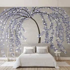 Пользовательская фотография настенная бумага 3D стерео фиолетовый лист дерева фрески гостиная ТВ диван домашний декор креативная настенная бумага 3D ПВХ настенные наклейки