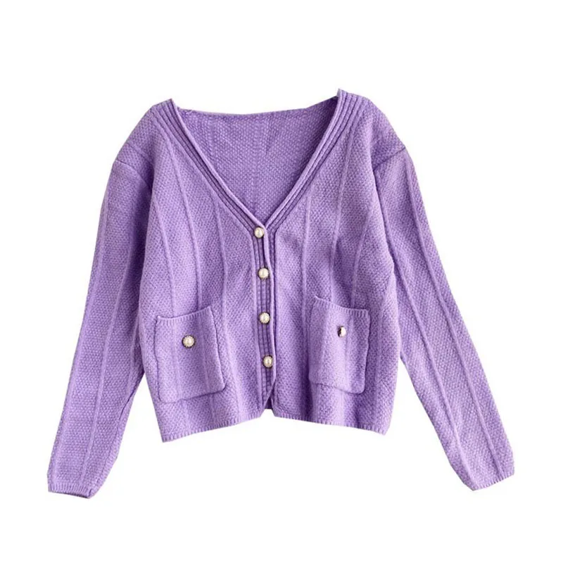 

Autumn Winter New V neck Short Women Cardigan 2020 Loose Knitwear Sweater Coat Female Casual Knit Cardigans Sweater