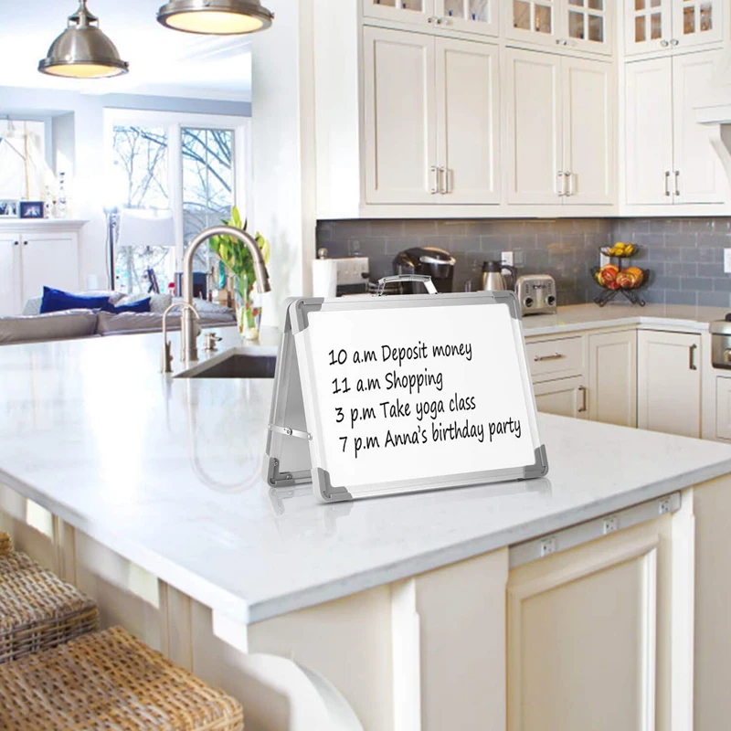 

Dry Erase Whiteboard 16 Inch x 12 Inch Magnetic Double Sided Desktop Whiteboard Portable Easel with Stand & Holder for Kids Teac