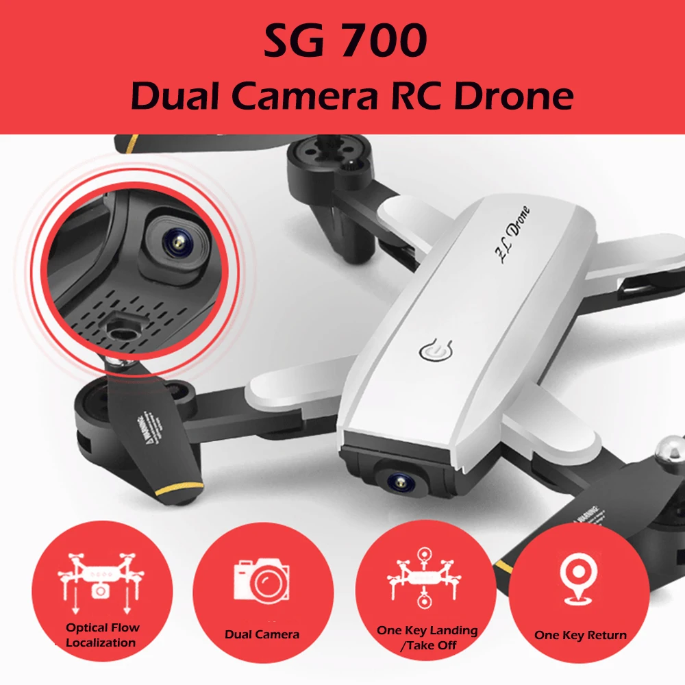 Складной Радиоуправляемый Дрон SG700 D 4K с камерой HD стабилизация высоты карманный