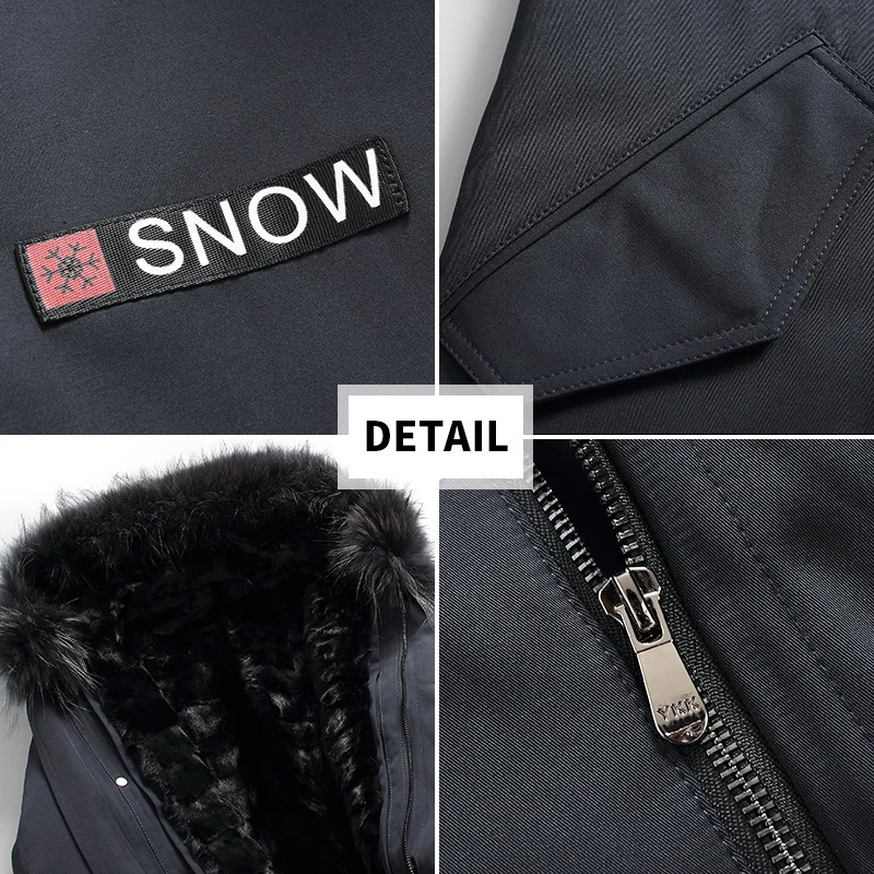 Мужская парка с воротником из натурального меха енота Повседневная теплая норки