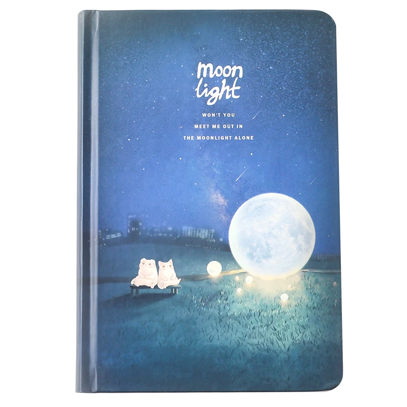 Луна свет A6 Sketchbook светящийся ноутбук Рисование Живопись DIY Черная бумажная Книга