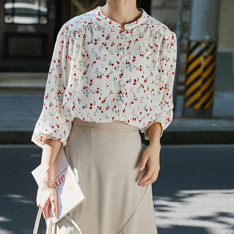 

New spring Vintage Shirt female Oversize Tops Women Long sleeve Girls Blouse Print Plus Size Chiffon Women Blouses femme Blusas