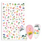 2022 летние цветочные Фламинго наклейки для ногтей 3D абстрактный дизайн лица Леди клейкий слайдер обертывания маникюр Дизайн ногтей декоративные наклейки