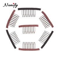 nunify 12 24pcs black brown color cloth wig combs 6 teeth hair wig clips for full lace wig cap wig accessories hair comb clip