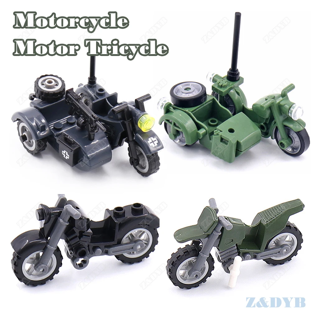 Мотоцикл трехколесный велосипед военные аксессуары части DIY Мини солдат WW2