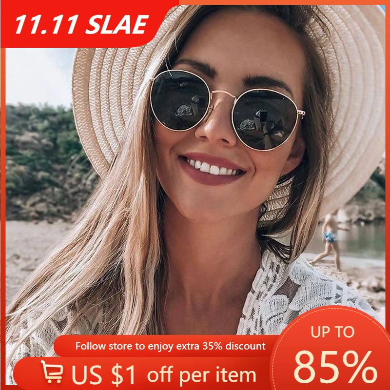 

Metal Classic Round Women Sunglasses Vintage Luxury Brand Design Mirror Glasses Decorative Female Driving Eyewear Oculos De Sol
