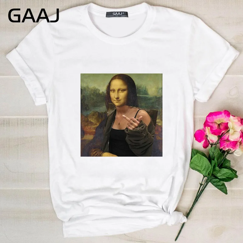 GAAJ Edgy Mona Lisa футболка Женская Harajuku одежда женская футболка с графическим принтом винтажные Топы футболка размера плюс женская футболка
