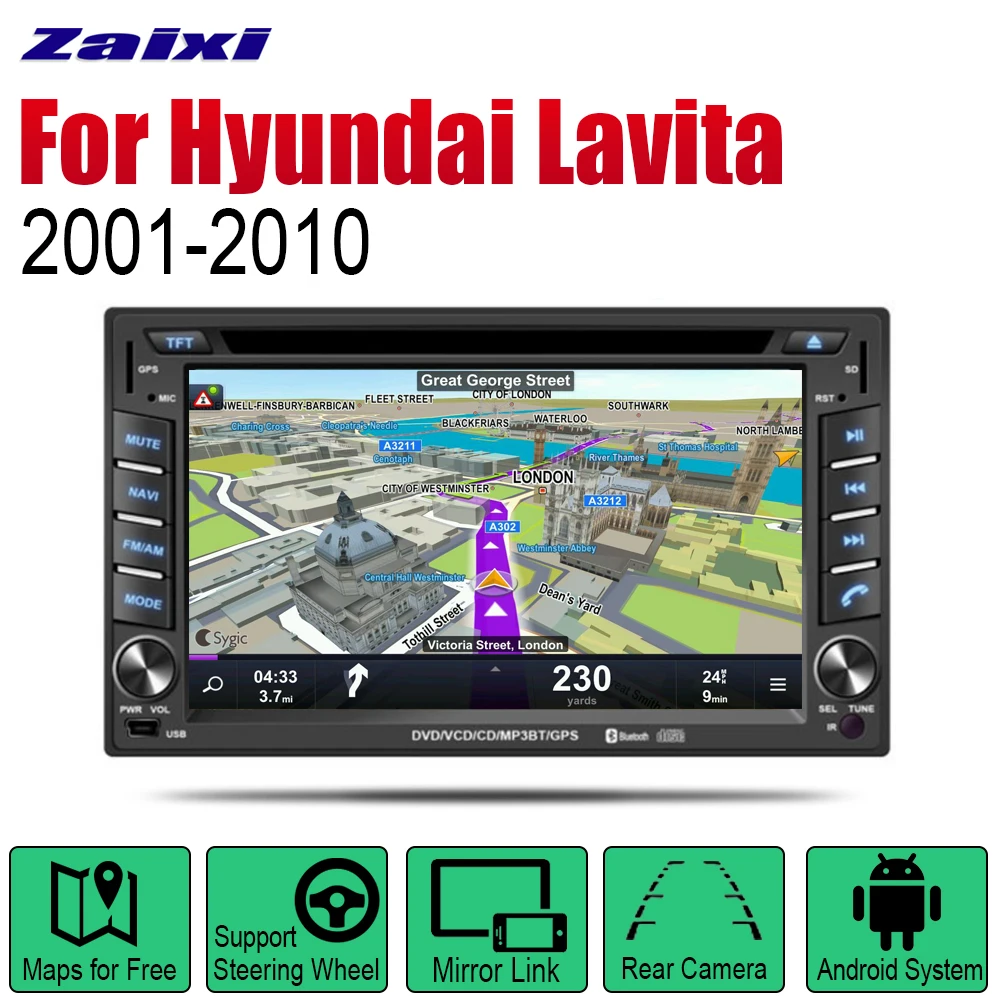 Android multimedia Car player For Hyundai Lavita 2001~2010 Navigation DVD GPS system audio stereo display screen