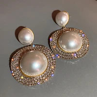 vintage baroque pearl earrings for women gold color big drop earrings trendy rhinestone earring wedding party bridal jewelry