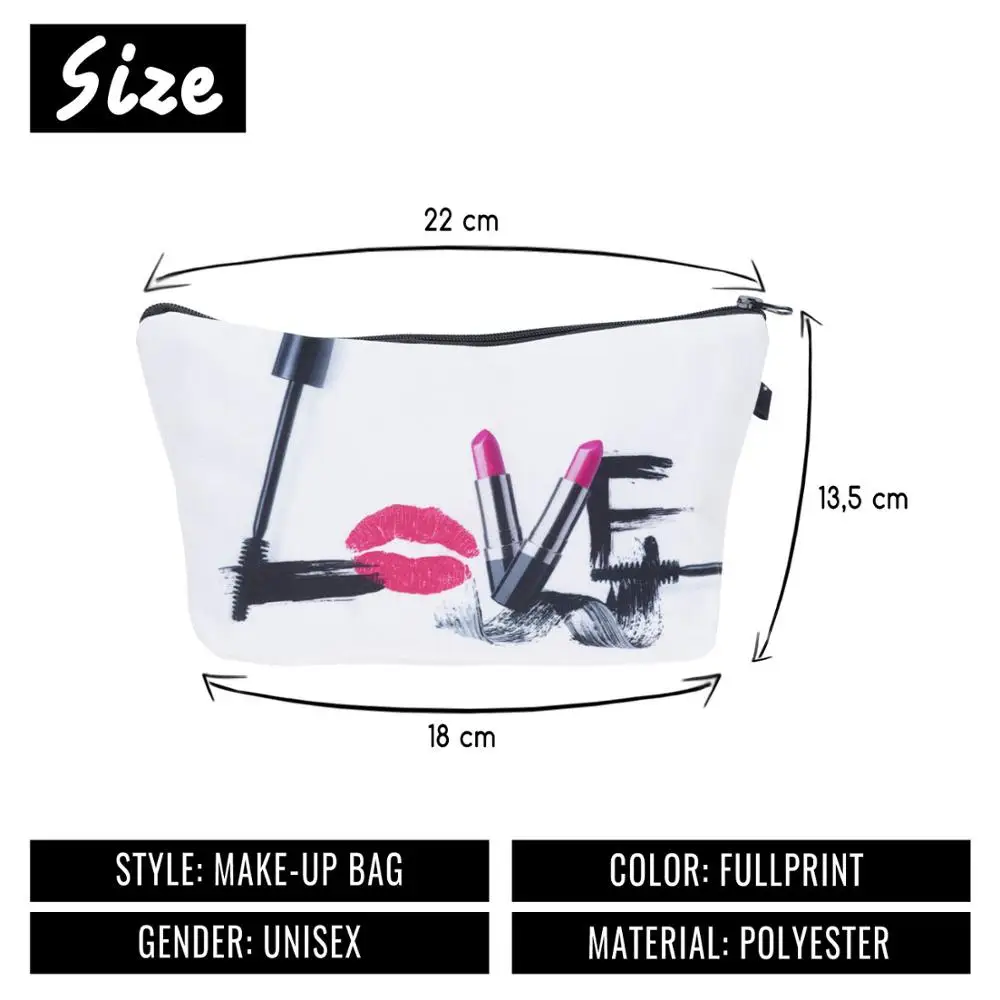 

3D Printing Cosmetic Bags LOVE Necessary Travel Women Storage Make Up Bag