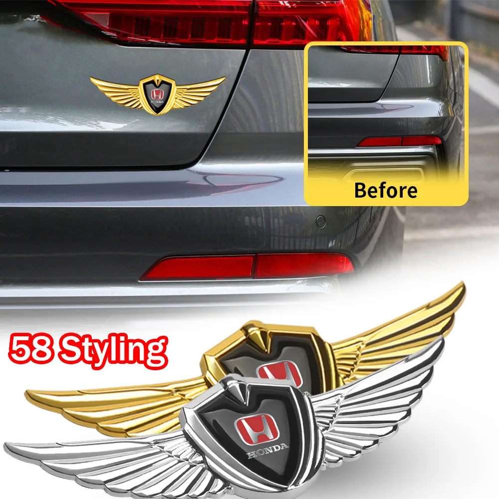

1pcs New Metal Auto Badge Wing Body Decoration Sticker For Honda Mugen Hrv Fit Spirior Insight Pilot Civic Dohc City Car Styling
