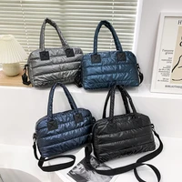 women top handle bag casual ladies large capacity handbags fashion solid color nylon leisure quilted lattice messenger bag