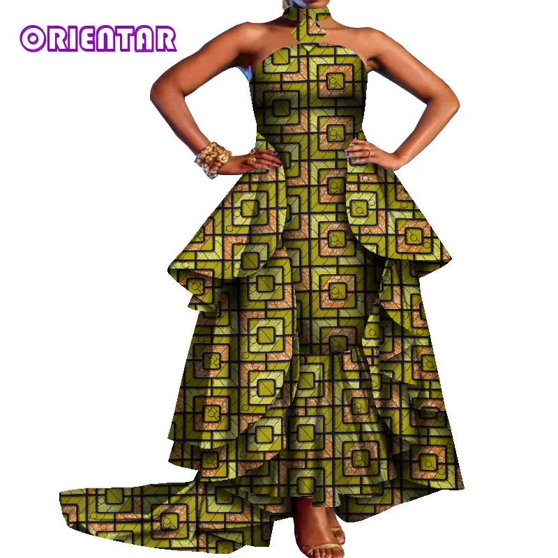 African Dresses for Women 2020 Party African Print Floor Length Dress Off Shoulder Dashiki Ladies African Dress Plus Size WY8263
