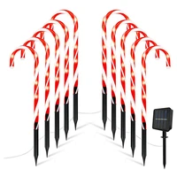 solar powered light string christmas candy cane lights pathway ground stake lights for walkway garden lawn holiday decorations