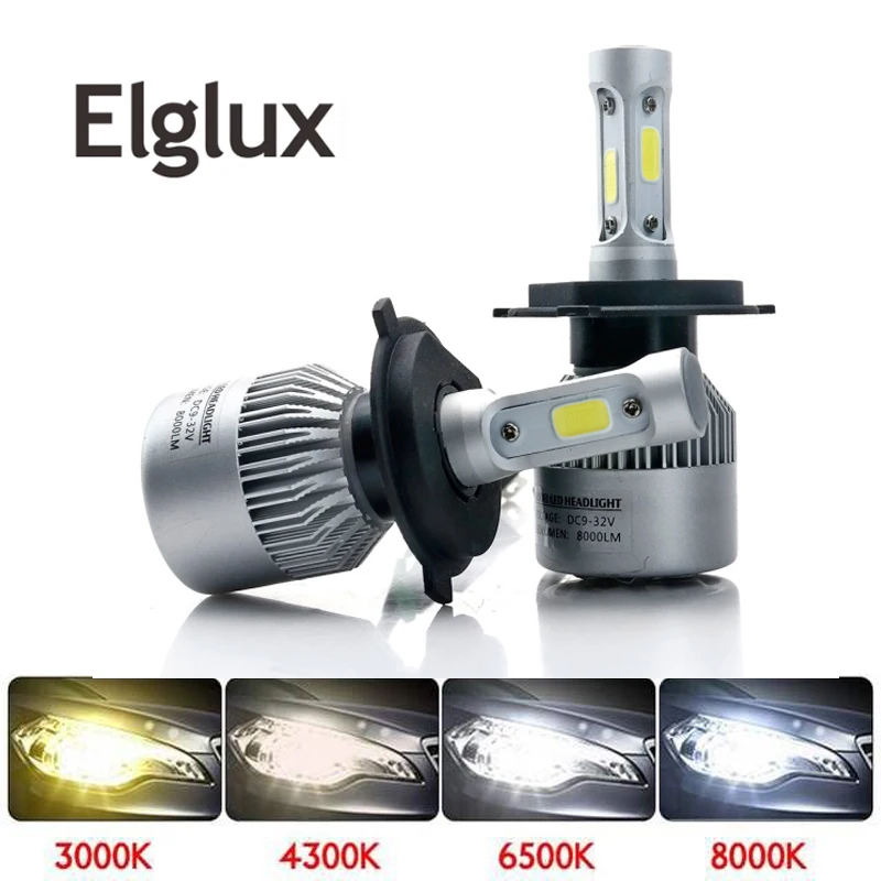 Светодиодный фонарь Muxall для автомобиля H4 Hi Lo Beam COB авто светодиодный 72 Вт 8000lm 6500 К